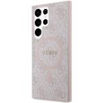 Carcasa Guess 4G Collection Leather Metal Logo cu MagSafe compatibil cu Samsung Galaxy S24 Ultra, Roz 3 - lerato.ro