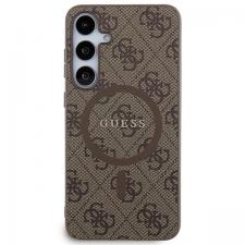 Carcasa Guess 4G Collection Leather Metal Logo cu MagSafe compatibil cu Samsung Galaxy S24 Plus, Maro