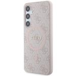 Carcasa Guess 4G Collection Leather Metal Logo cu MagSafe compatibil cu Samsung Galaxy S24 Plus, Roz 3 - lerato.ro
