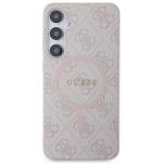 Carcasa Guess 4G Collection Leather Metal Logo cu MagSafe compatibil cu Samsung Galaxy S24 Plus, Roz 2 - lerato.ro