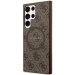 Carcasa Guess 4G Collection Leather Metal Logo cu MagSafe compatibil cu Samsung Galaxy S24 Ultra, Maro 3 - lerato.ro
