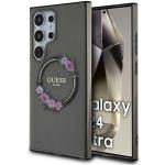 Carcasa Guess IML Flowers Wreath cu MagSafe compatibil cu Samsung Galaxy S24 Ultra, Negru 4 - lerato.ro