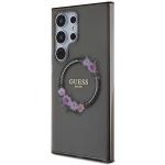 Carcasa Guess IML Flowers Wreath cu MagSafe compatibil cu Samsung Galaxy S24 Ultra, Negru 3 - lerato.ro