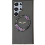 Carcasa Guess IML Flowers Wreath cu MagSafe compatibil cu Samsung Galaxy S24 Ultra, Negru 2 - lerato.ro