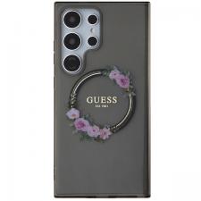 Carcasa Guess IML Flowers Wreath cu MagSafe compatibil cu Samsung Galaxy S24 Ultra, Negru