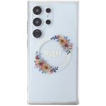 Carcasa Guess IML Flowers Wreath cu MagSafe compatibil cu Samsung Galaxy S24 Ultra, Transparent 2 - lerato.ro