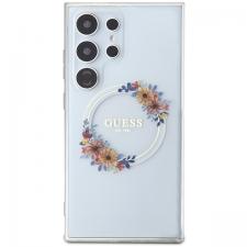 Carcasa Guess IML Flowers Wreath cu MagSafe compatibil cu Samsung Galaxy S24 Ultra, Transparent