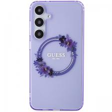 Carcasa Guess IML Flowers Wreath cu MagSafe compatibil cu Samsung Galaxy S24 Plus, Mov