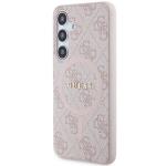 Carcasa Guess 4G Collection Leather Metal Logo cu MagSafe compatibil cu Samsung Galaxy S24, Roz 3 - lerato.ro