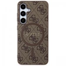 Carcasa Guess 4G Collection Leather Metal Logo cu MagSafe compatibil cu Samsung Galaxy S24, Maro