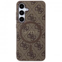 Carcasa Guess 4G Collection Leather Metal Logo cu MagSafe compatibil cu Samsung Galaxy S24, Maro