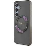 Carcasa Guess IML Flowers Wreath cu MagSafe compatibil cu Samsung Galaxy S24, Negru 3 - lerato.ro