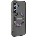 Carcasa Guess IML Flowers Wreath cu MagSafe compatibil cu Samsung Galaxy S24, Negru 5 - lerato.ro