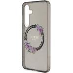 Carcasa Guess IML Flowers Wreath cu MagSafe compatibil cu Samsung Galaxy S24, Negru 7 - lerato.ro