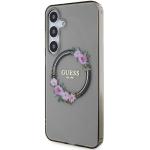 Carcasa Guess IML Flowers Wreath cu MagSafe compatibil cu Samsung Galaxy S24 Plus, Negru 3 - lerato.ro
