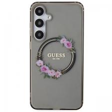Carcasa Guess IML Flowers Wreath cu MagSafe compatibil cu Samsung Galaxy S24 Plus, Negru