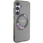 Carcasa Guess IML Flowers Wreath cu MagSafe compatibil cu Samsung Galaxy S24 Plus, Negru 5 - lerato.ro