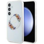 Carcasa Guess IML Flowers Wreath cu MagSafe compatibil cu Samsung Galaxy S24 Plus, Transparent 4 - lerato.ro