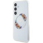 Carcasa Guess IML Flowers Wreath cu MagSafe compatibil cu Samsung Galaxy S24 Plus, Transparent 3 - lerato.ro