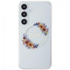 Carcasa Guess IML Flowers Wreath cu MagSafe compatibil cu Samsung Galaxy S24 Plus, Transparent