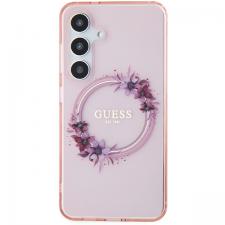 Carcasa Guess IML Flowers Wreath cu MagSafe compatibil cu Samsung Galaxy S24, Roz