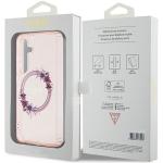 Carcasa Guess IML Flowers Wreath cu MagSafe compatibil cu Samsung Galaxy S24, Roz 9 - lerato.ro