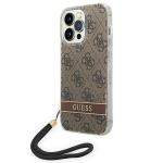 Carcasa Guess 4G Print Strap compatibila cu iPhone 14 Pro, Maro 3 - lerato.ro