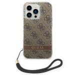 Carcasa Guess 4G Print Strap compatibila cu iPhone 14 Pro, Maro 2 - lerato.ro