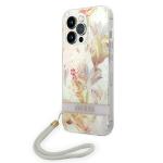 Carcasa Guess Flower Strap compatibila cu iPhone 14 Pro, Violet 3 - lerato.ro
