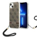 Carcasa Guess 4G Print Strap compatibila cu iPhone 14 Plus / 15 Plus, Maro 4 - lerato.ro
