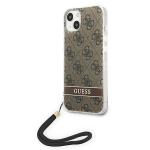 Carcasa Guess 4G Print Strap compatibila cu iPhone 14 Plus / 15 Plus, Maro 3 - lerato.ro