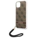 Carcasa Guess 4G Print Strap compatibila cu iPhone 14 Plus / 15 Plus, Maro 7 - lerato.ro