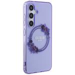 Carcasa Guess IML Flowers Wreath cu MagSafe compatibil cu Samsung Galaxy S24, Mov 5 - lerato.ro