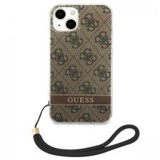 Huse si carcase iPhone 14, Carcasa Guess 4G Print Strap compatibila cu iPhone 13 / 14 / 15, Maro, lerato.ro
