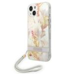 Carcasa Guess Flower Strap compatibila cu iPhone 13 / 14 / 15, Mov 3 - lerato.ro