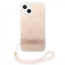 Huse si carcase iPhone 14, Carcasa Guess 4G Print Strap compatibila cu iPhone 13 / 14 / 15, Roz, lerato.ro