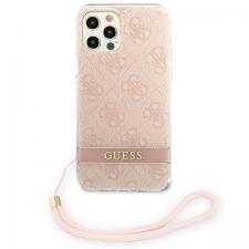 Carcasa Guess 4G Print Strap compatibila cu iPhone 12/12 Pro, Roz