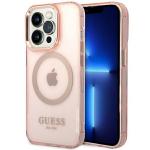 Carcasa Guess Gold Outline Translucent cu MagSafe compatibila cu iPhone 14 Pro Max, Roz 4 - lerato.ro