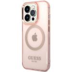 Carcasa Guess Gold Outline Translucent cu MagSafe compatibila cu iPhone 14 Pro Max, Roz 3 - lerato.ro