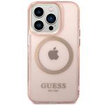Carcasa Guess Gold Outline Translucent cu MagSafe compatibila cu iPhone 14 Pro Max, Roz 2 - lerato.ro