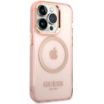 Carcasa Guess Gold Outline Translucent cu MagSafe compatibila cu iPhone 14 Pro Max, Roz 5 - lerato.ro