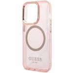 Carcasa Guess Gold Outline Translucent cu MagSafe compatibila cu iPhone 14 Pro Max, Roz 7 - lerato.ro