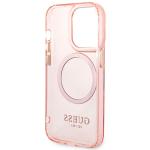 Carcasa Guess Gold Outline Translucent cu MagSafe compatibila cu iPhone 14 Pro Max, Roz 8 - lerato.ro