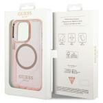 Carcasa Guess Gold Outline Translucent cu MagSafe compatibila cu iPhone 14 Pro Max, Roz 9 - lerato.ro