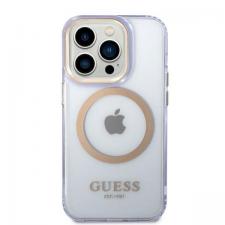 Carcasa Guess Gold Outline Translucent cu MagSafe compatibila cu iPhone 14 Pro Max, Mov