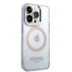 Carcasa Guess Gold Outline Translucent cu MagSafe compatibila cu iPhone 14 Pro Max, Mov 5 - lerato.ro