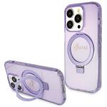 Carcasa Guess Ring Stand Script Glitter cu MagSafe compatibila cu iPhone 14 Pro Max, Mov 4 - lerato.ro