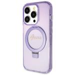 Carcasa Guess Ring Stand Script Glitter cu MagSafe compatibila cu iPhone 14 Pro Max, Mov 3 - lerato.ro