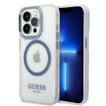 Carcasa Guess Metal Outline cu MagSafe compatibila cu iPhone 14 Pro Max, Albastru 4 - lerato.ro