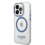 Carcasa Guess Metal Outline cu MagSafe compatibila cu iPhone 14 Pro Max, Albastru 3 - lerato.ro